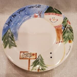 𝅺MARIANNE richmond "Celebrate the season" snowman candle holder Cookie plate
